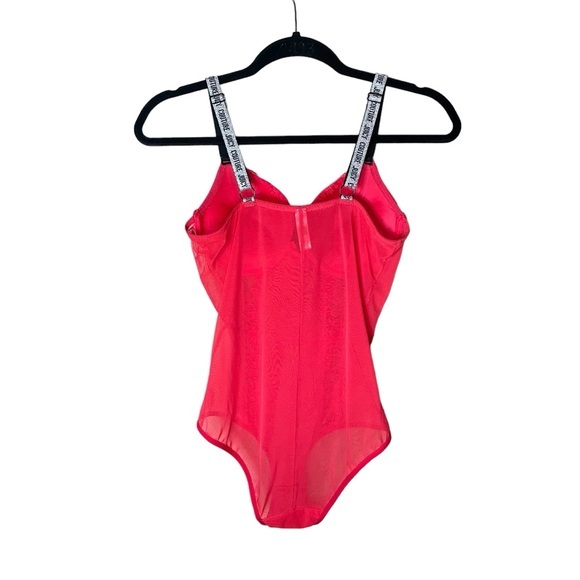Juicy Couture Dragon Rose Hot Pink‎ Push Up Lace Mesh Bodysuit Lingerie Large - Picture 2 of 6